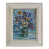 Hand Painted Painting, Oil on Canvas, Signed, Czechoslovakia, 1963