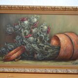 still life painting with thistles HSP signed and dated