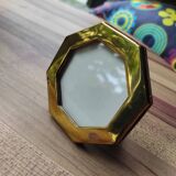 Mini octagonal photo frame in gold metal and vintage glass