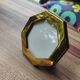 Mini octagonal photo frame in gold metal and vintage glass