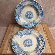 Set of 2 deep plates in Sarreguemines ironstone – Jardinière model – Various decorations