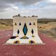 Moroccan Berber rug in cream and blue 250x150 cm – colourful geometric patterns
