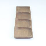 Long teak wooden serving tray or dish with four compartiments