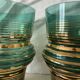 Paire de vases vert émeraude et doré , années 50-60