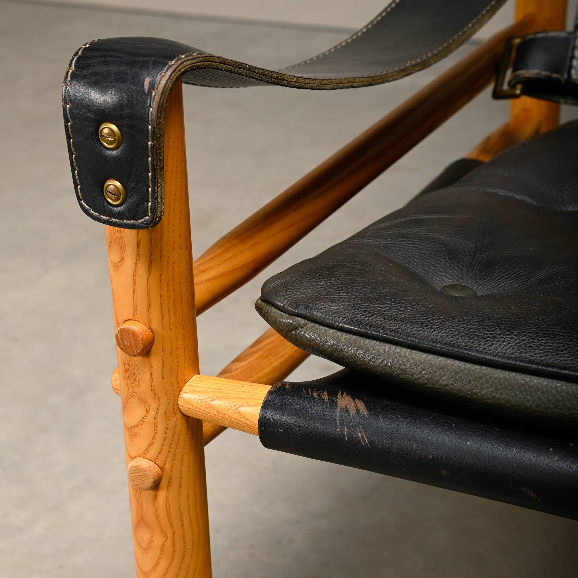 Arne Norell Sirocco Safari Lounge Chairs in Black Leather and Ash, Sweden