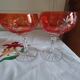 Five antique orange cut crystal champagne glasses with grape cluster decoration Poland