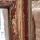 Old Burmese teak mirror with beautiful blue polychromy & original ecru 89x149cm