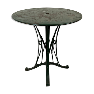 Garden table, wrought iron outdoor pedestal table