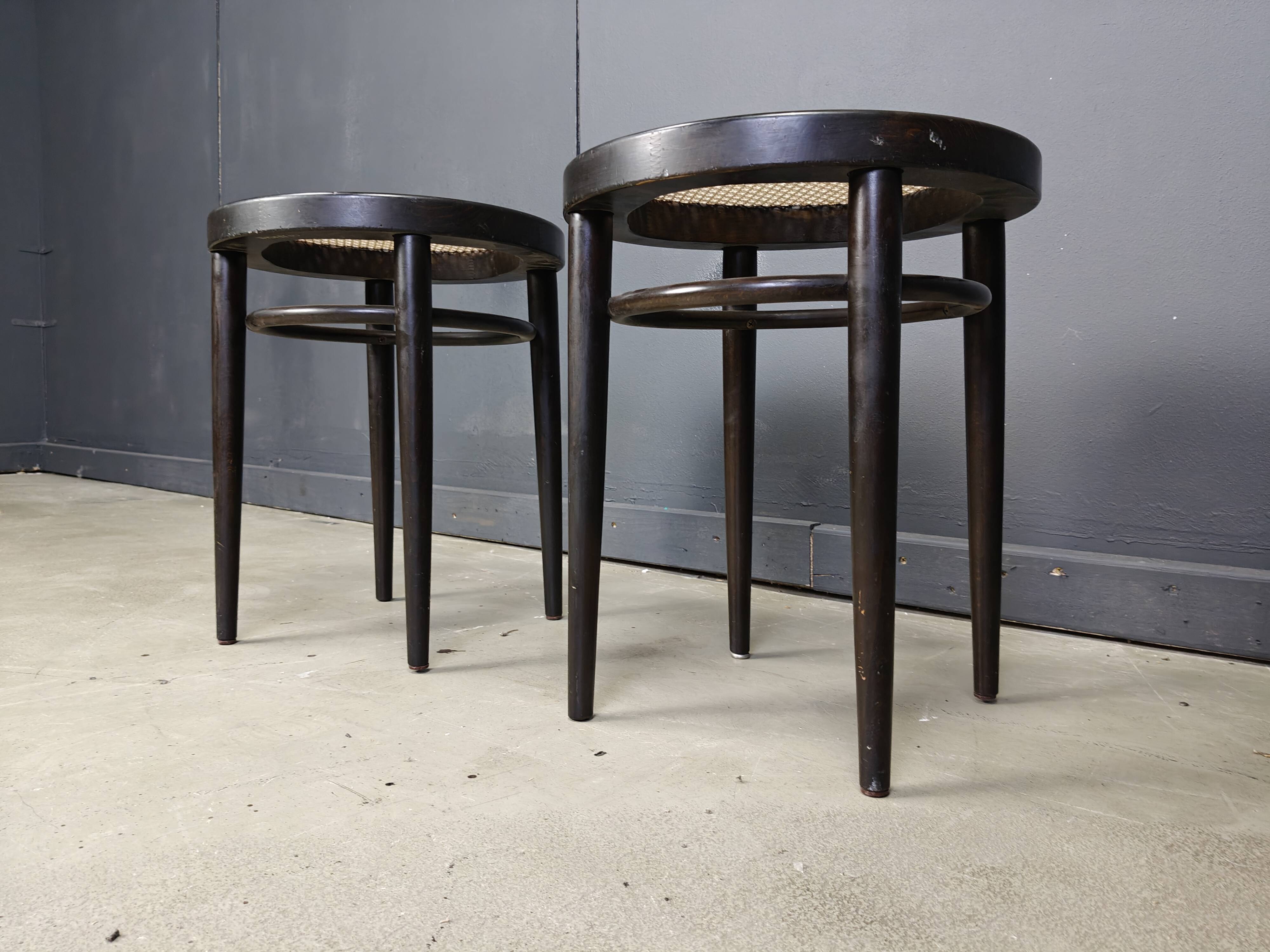 Pair of Thonet 214RH stools, 1980s