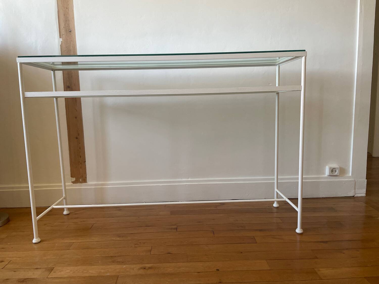 Cinna glass and wrought iron console