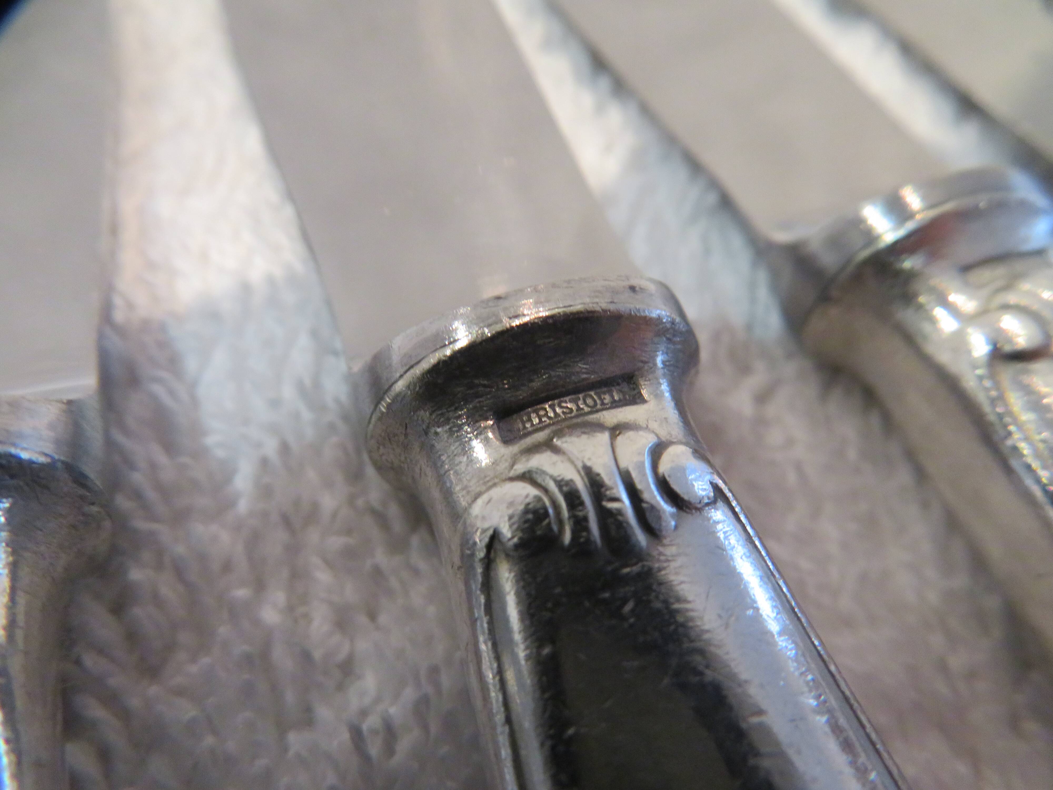 12 silver plated dessert knives by Christofle Vendome, 20.3cm
