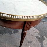 Table basse bouillotte plateau marbre style louis xvi ancienne