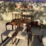 Vintage Baumann sleigh chairs with table