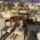 Vintage Baumann sleigh chairs with table
