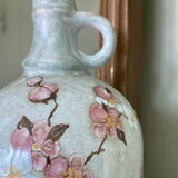 Signed ceramic bottle vase, cherry blossoms, 70s