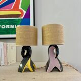 Pair of "Fifties" ceramic bedside lamps, 1950