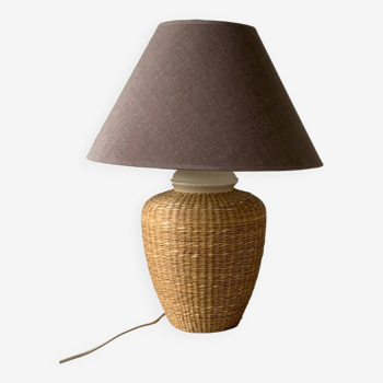 Ceramic and rattan lamp