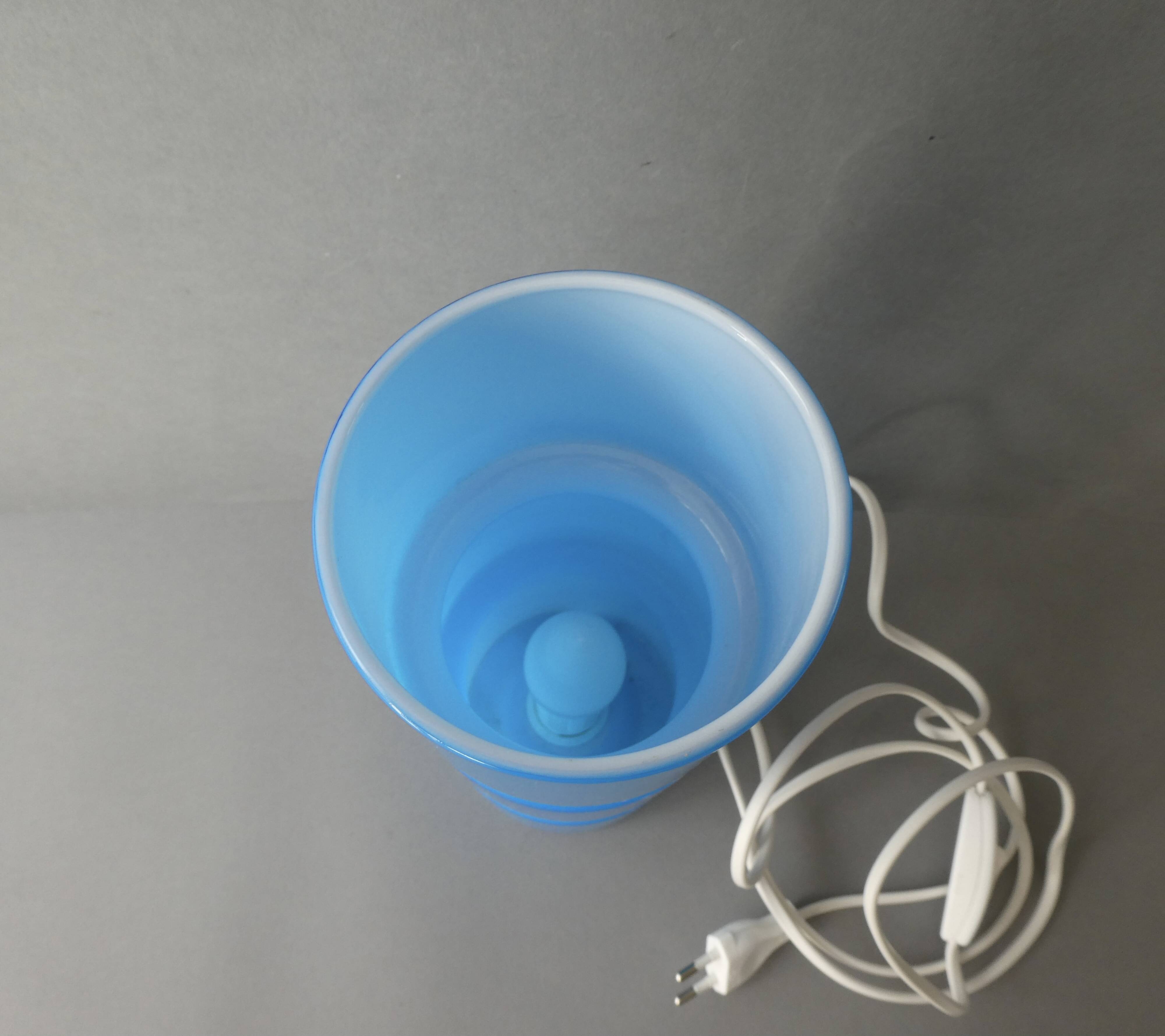 Lampe Fitz en verre bleu, Habitat, 1990