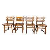 Vintage brutalist dining chairs, set of 4 - 1960s
