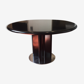 Table in lacquered wood and foot circular base metal Augusto Savini