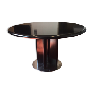 Table in lacquered wood and foot circular base metal Augusto Savini