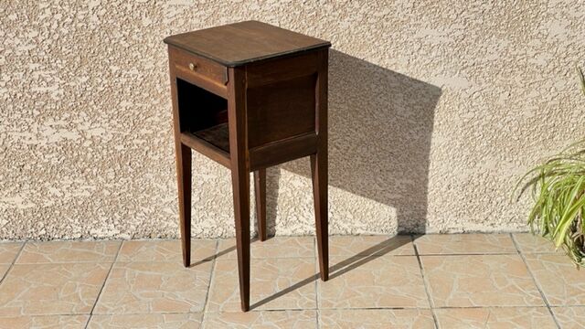 Solid oak bedside table and vintage compass legs