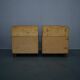Art Deco bedside tables from the 1930s in walnut finish, Czechoslovakia.
