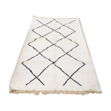 Beni Ourain rug white black geometric patterns 227 x 168 cm