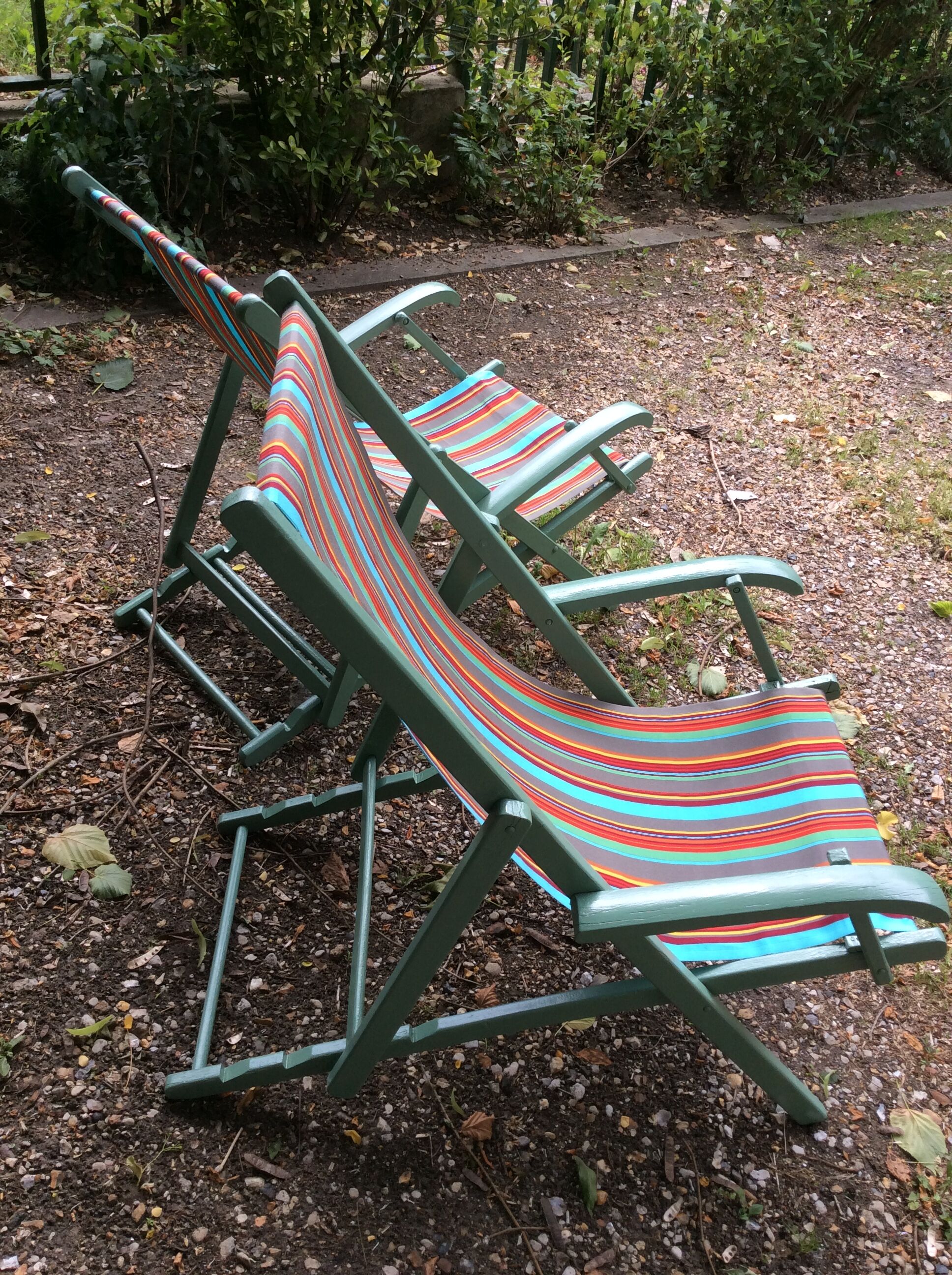 Long chairs of the 60 years green (pair)