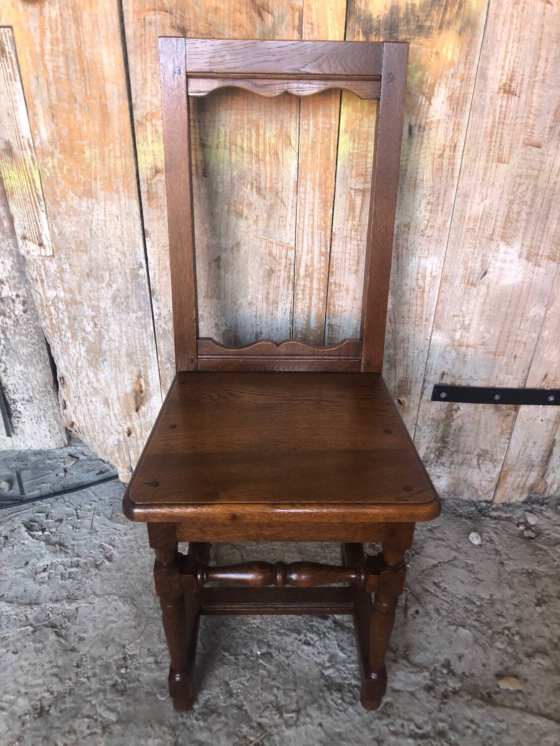 Old vintage raw wood lorraine chair