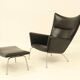 Wing chair & matching ottoman – CH445 & CH446 – by Hans Wegner