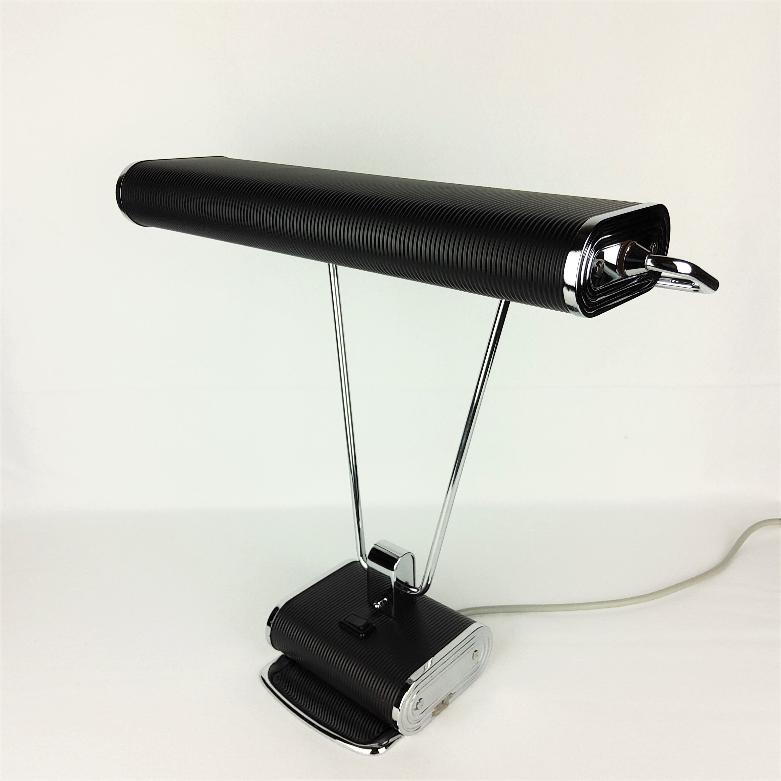 Lampe de bureau N71 Jumo noir et chrome 1950