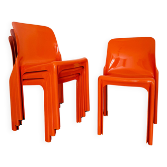 Ensemble de 4 chaises de salle à manger Selene de Vico Magistretti pour Artemide Milano