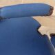 Cabriolet armchair in lacquered wood trimmed in blue satin, Louis XV style
