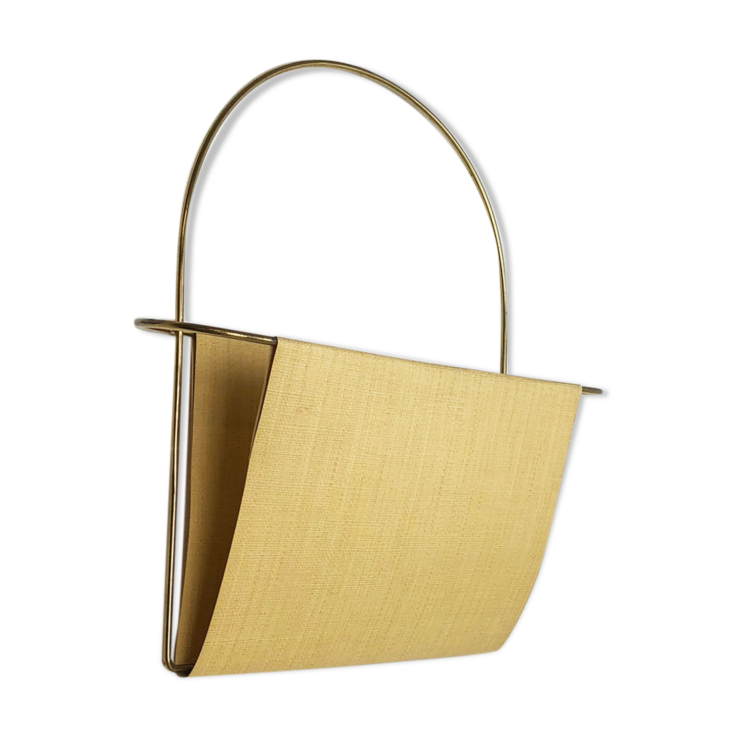 Vintage Brass Wall Hanging Magazine Holder, Austria, 1950s