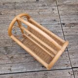 Vintage bamboo and rattan magazine rack -