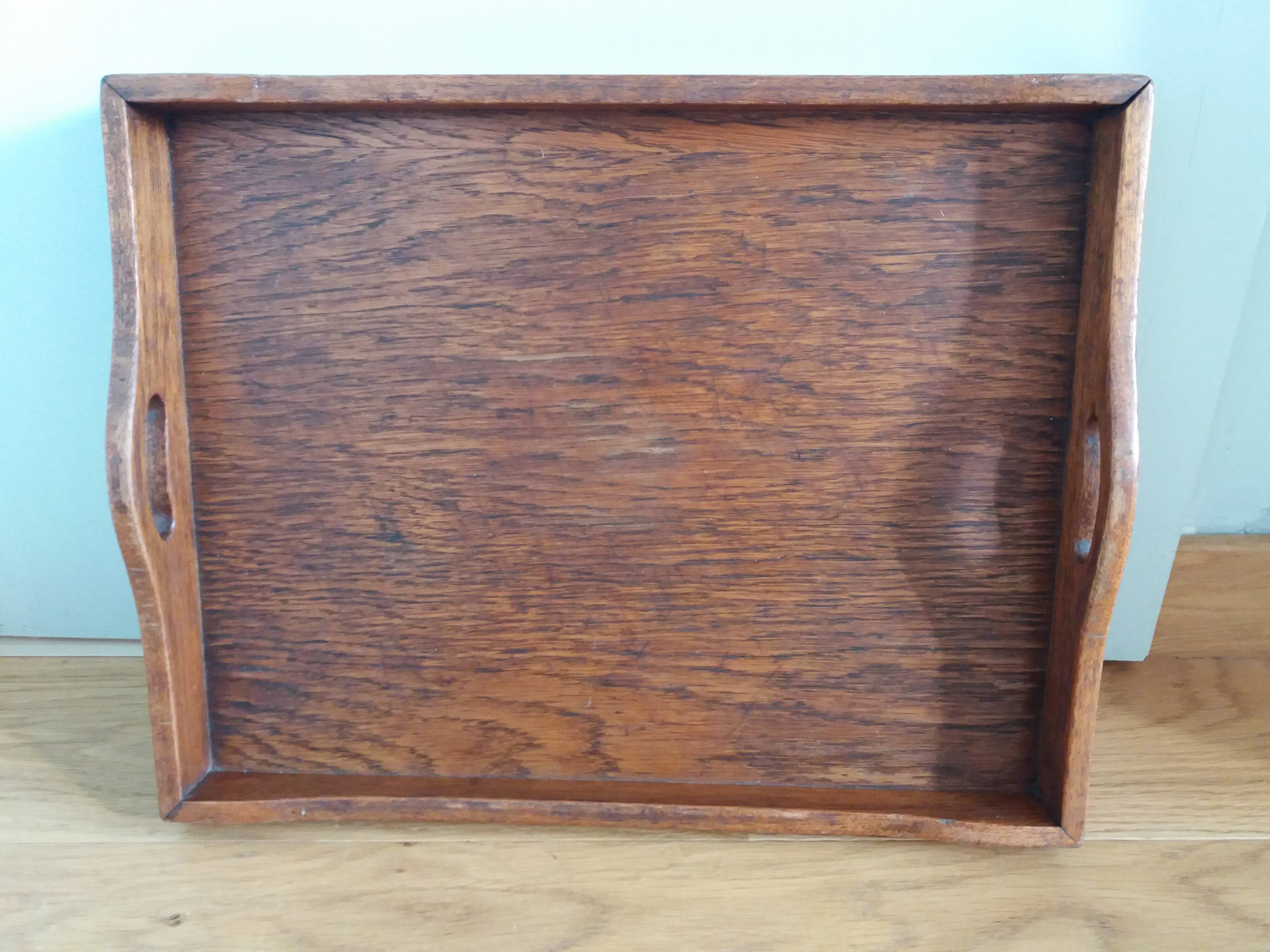 Rectangular wooden serving tray