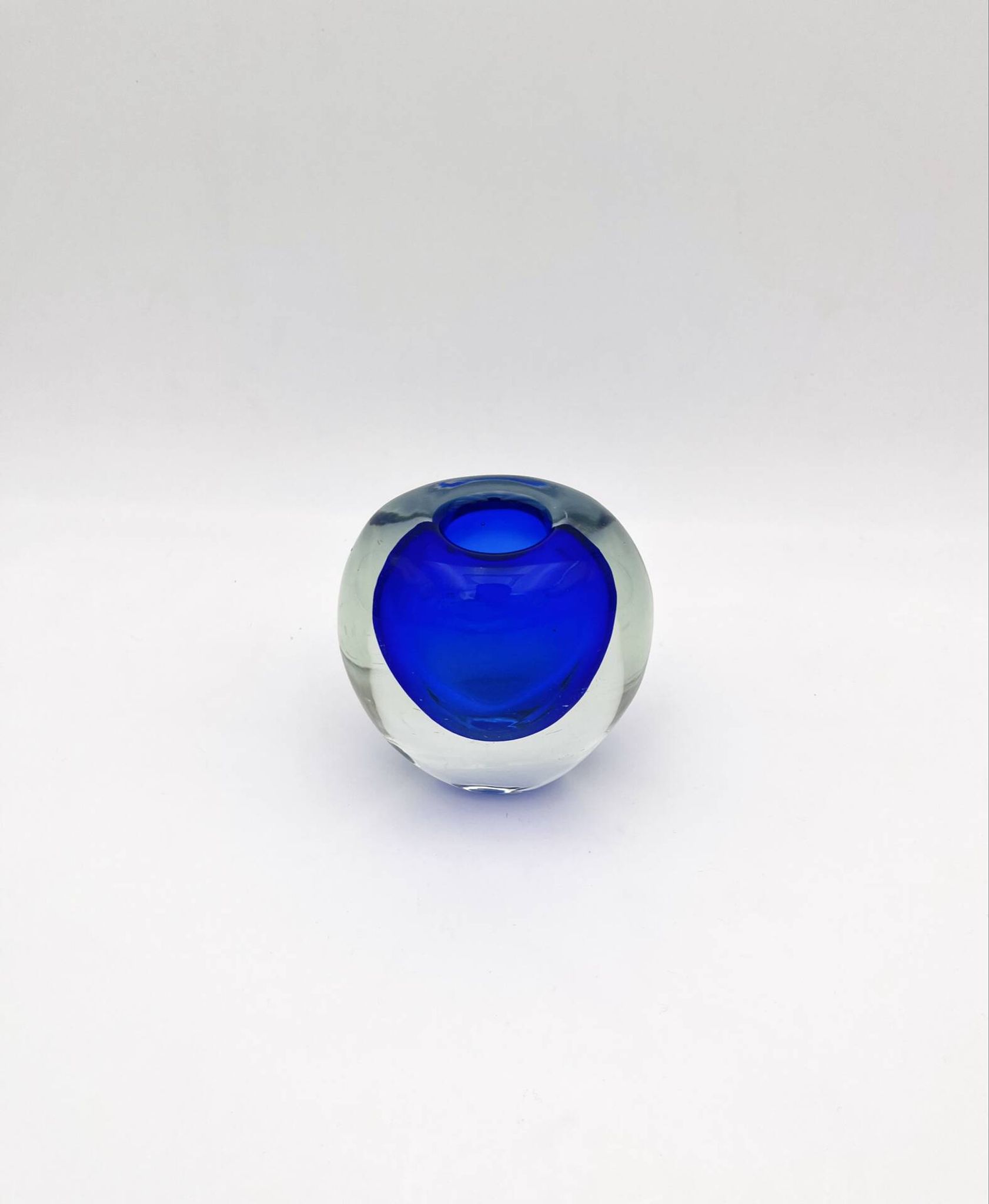 Murano Sommerso Cobalt Blue Vase 11cm 1kg Vintage Art Glass Design 60s