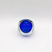 Murano Sommerso Cobalt Blue Vase 11cm 1kg Vintage Art Glass Design 60s