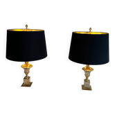 Pair of palm lamps in chrome and brass in the style of Maison Charles. Circa 1970.