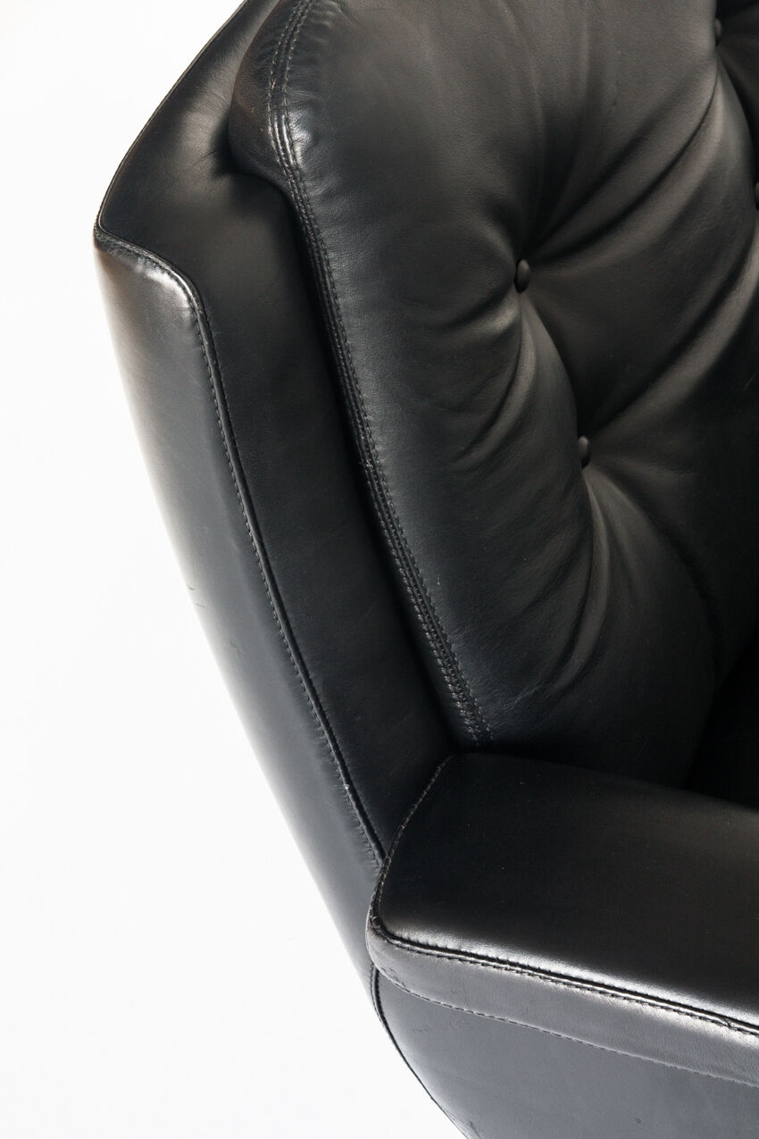 Vintage leather revolving chair, France 1960