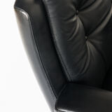 Vintage leather revolving chair, France 1960