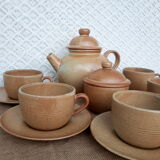Vintage CNP France village stoneware chocolate tea coffee set
