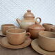 Vintage CNP France village stoneware chocolate tea coffee set