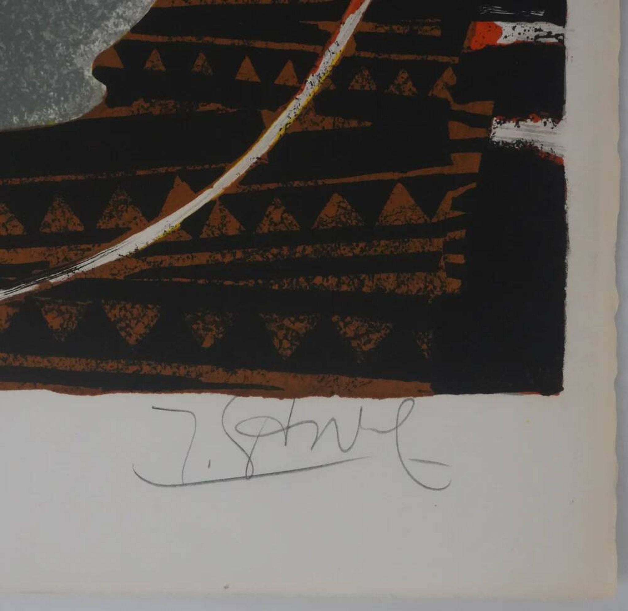 Yves ganne: lilies on an orange background, original signed lithograph