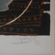 Yves ganne: lilies on an orange background, original signed lithograph