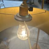 Floor lamp, 60s, gilded brass and walnut, Scandinavian style with table/end of sofa