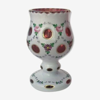 Bohemian crystal vase overlay 1900