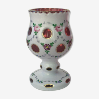 Vase en cristal de bohème overlay 1900