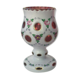 Bohemian crystal vase overlay 1900